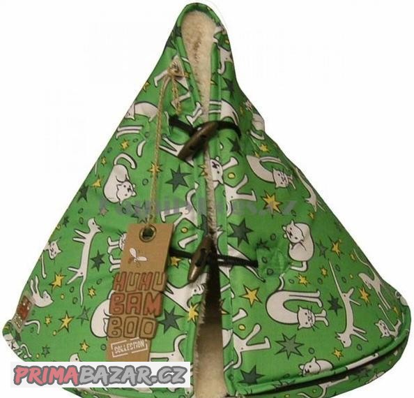 Pelíšek Teepee HUHU Cats - zelená 45cm