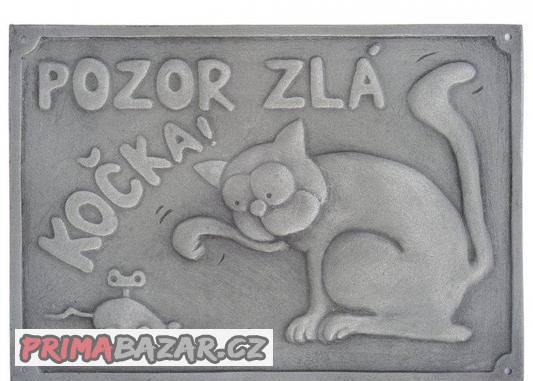 Cedule - Pozor zlá kočka výstražná tabulka cedulka reliéfní