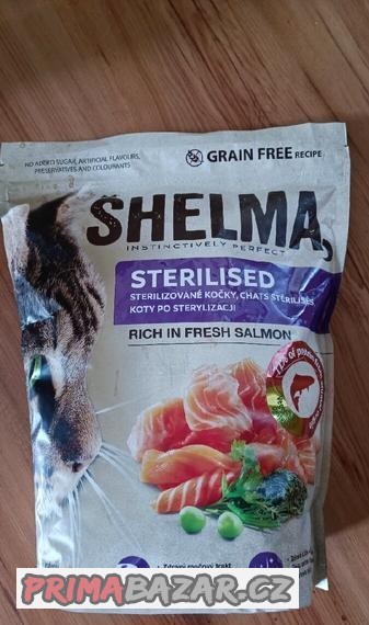 SHELMA Bezobilné granule STERILE s lososem kočky 1,4 kg

