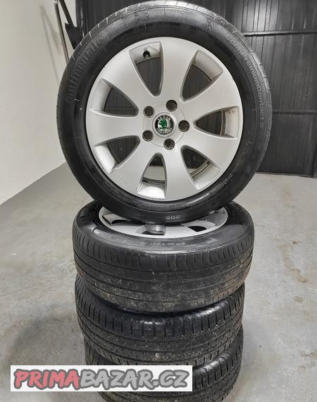 ALU kola Škoda 5x112 pneu 205/55/16 , 205/55 R16, Alu Superb