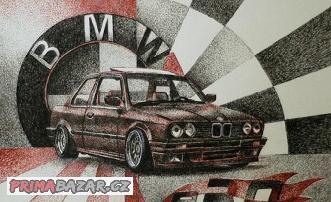 Samolepka veteránská BMW E30 (Filip Buryán) 23 x 15 cm