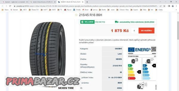 nexen nblue 215/45R15 rapid polo leon nové nova kusovka