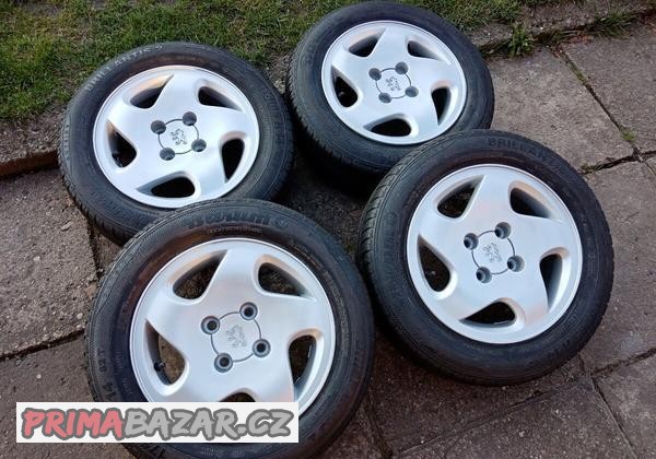 Obutá alu kola 14ky 4x108 pneu 80% PEUGEOT CITROEN - dobírka