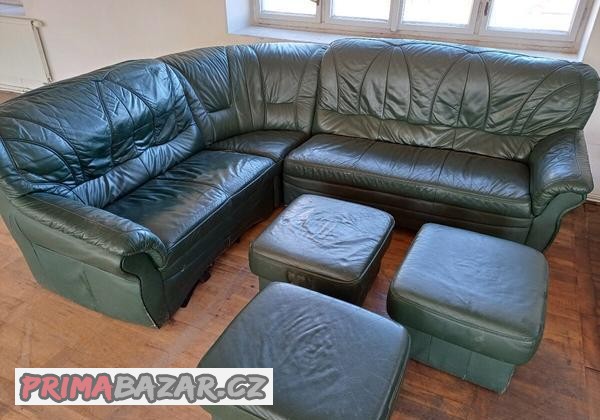 pouzita-kozenkova-sedaci-souprava-s-taburety-5ka-zelena