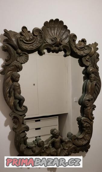Starožitné barokní zrcadlo, výška 1m