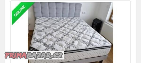 postel-svetle-modra-200-x180-vcetne-matrace-temer-nepouziv