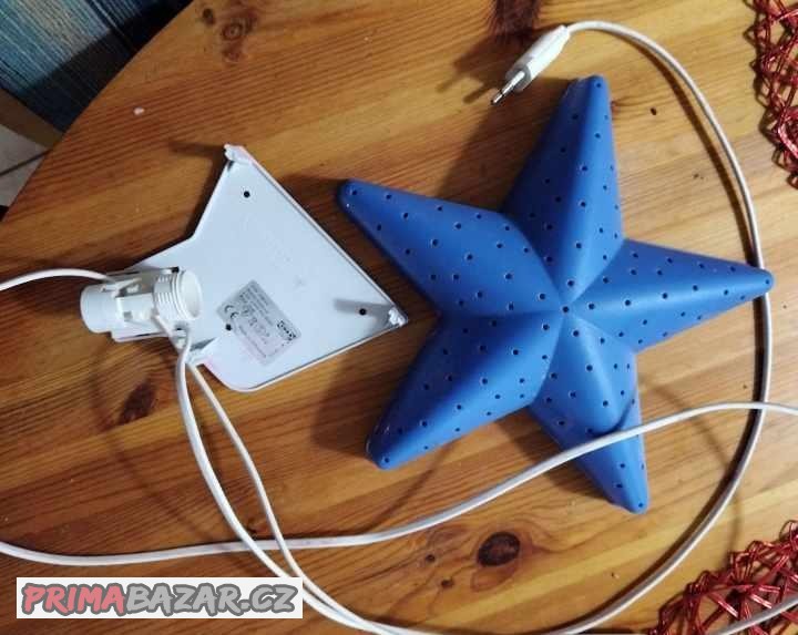 Modrá lampička - hvězda - průměr cca 25 cm