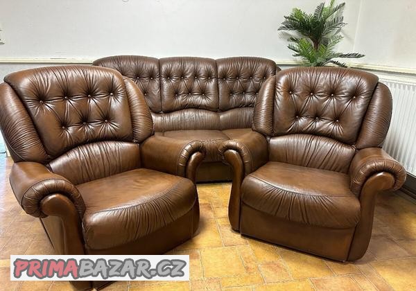 Kožená sedací souprava Oxford, 3+1+1