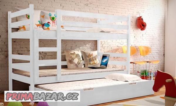 nova-patrova-postel-bila-pro-3-deti-3x-matrace
