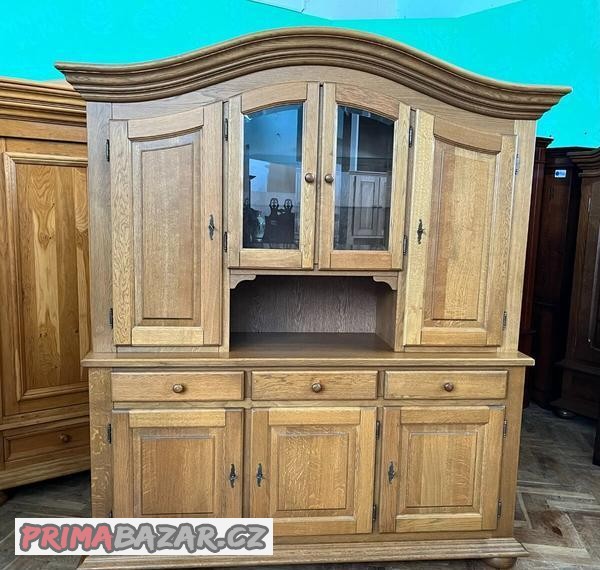 Velký příborník světlý dub masiv, 2 dv. 3 š.