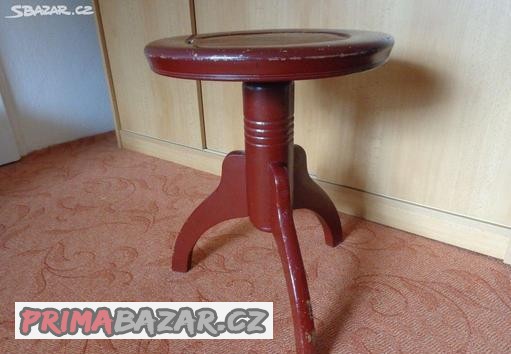 Retro otočná židle ke klavíru, starožitná, stavitelná výška