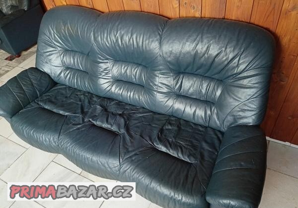 Kožený gauč a křesla - Finská výroba, možno i jednotlivě