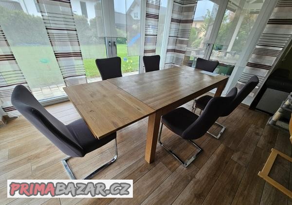 Masivní rozkládací stůl + 6x židle