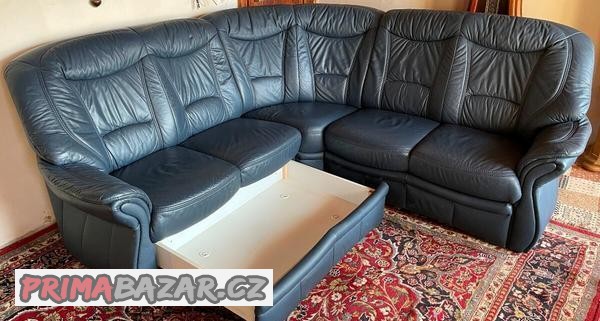 Luxusní rohová kožená sedací souprava, č.2592