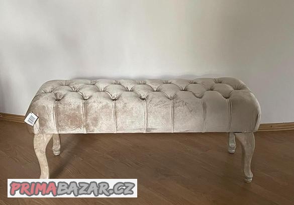 Chesterfield Lavice bežova kremova 100 cm - 35%