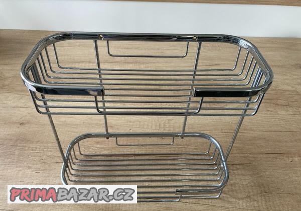 Koupelnová drátěná police dvoupatrová - chrom