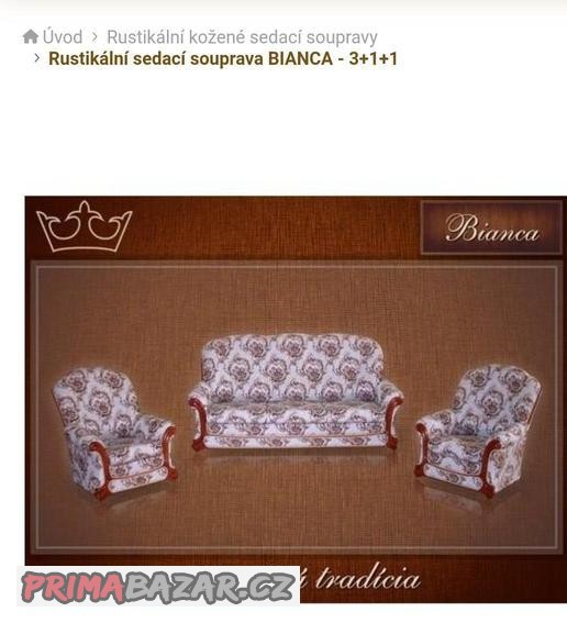 Rustikální sedací souprava BIANCA - 3+1+1