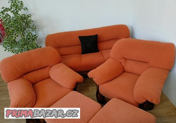 rustikální sedací souprava + 2 taburety