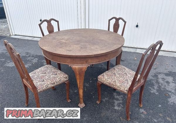 Krásný starý jídelní set, stůl židle NOVÁ CENA