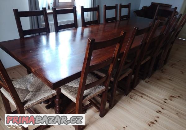 starozitny-dreveny-velky-dlouhy-masivni-stul-a-12-zidli