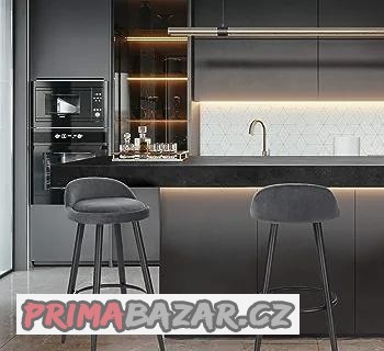 NOVÉ sametové šedé barové židle 2ks