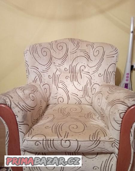 Gauč+ 2 ks taburet a křeslo