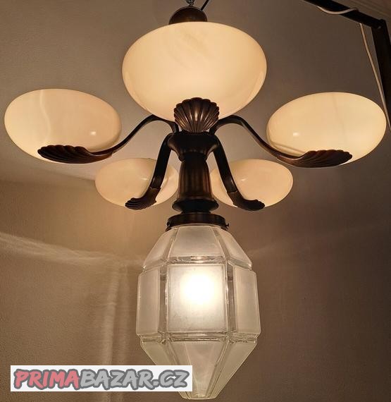 Starožitný secesní lustr,  osvětlení..,