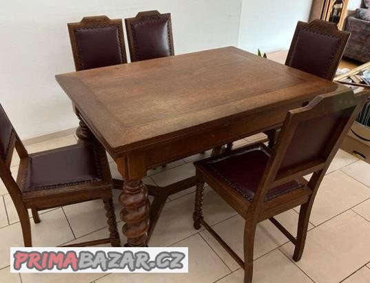 dubovy-stul-se-suplikem-a-5-zidli