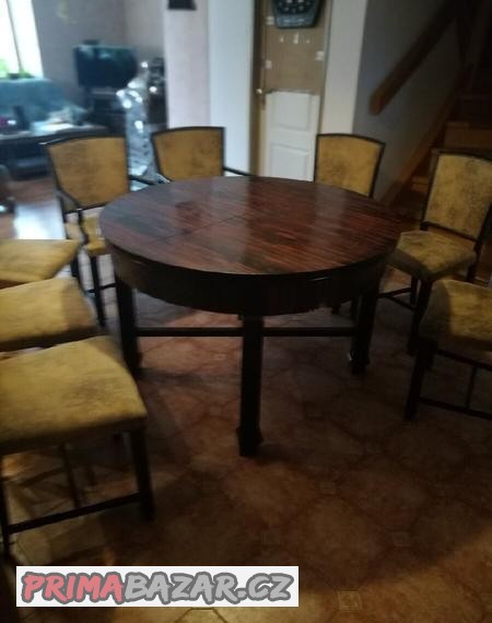 prodam-starozitny-stul-6-zidli-dve-kresilka