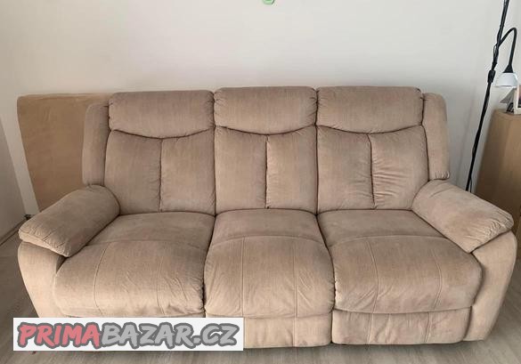 Polohovatelná sedačka, bežová, 190cm