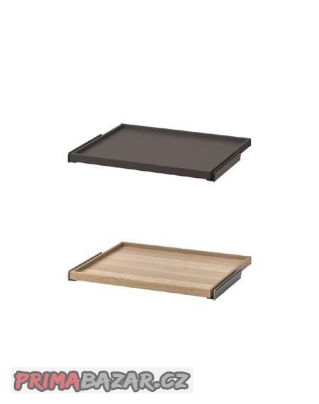 IKEA KOMPLEMENT Výsuvný podnos tmavě šedá, dub 75x58 cm
