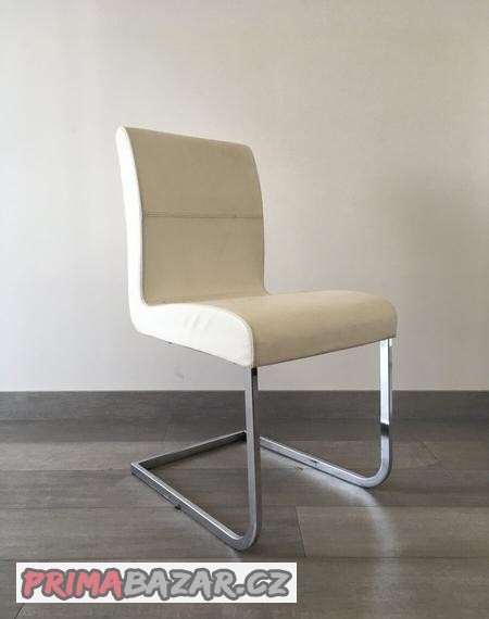 Jídelní bílá kožená židle