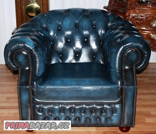 CHESTERFIELD-CLUB-CENTURION FURNITURE-LEATHER/BLUE