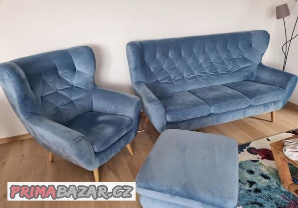 Sedačka +křeslo + taburet