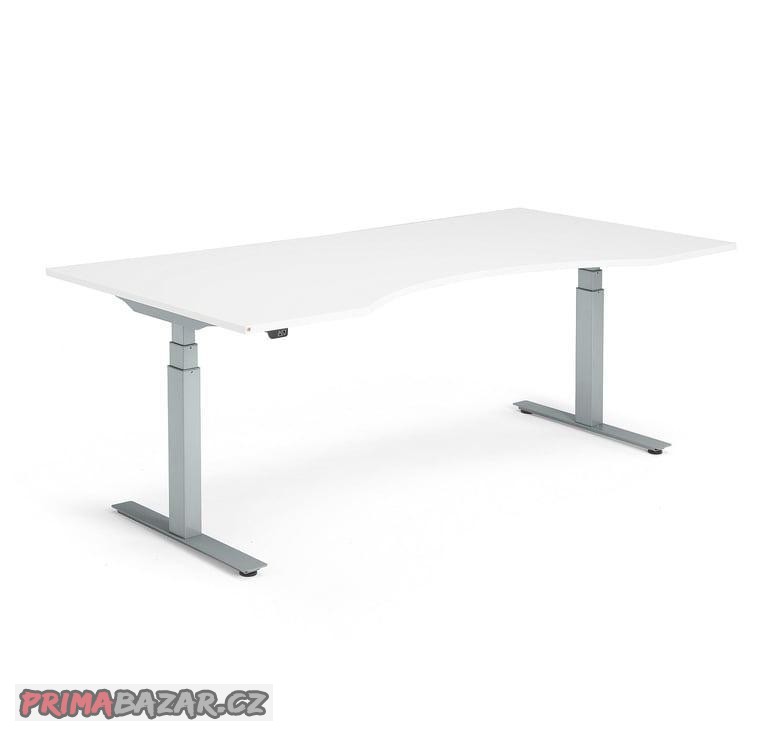 Výškově nastavitelný stůl Vykrojený, 2000x1000 mm, st Výškově nastavitelný stůl Vykrojený, 2000x1000 mm, st