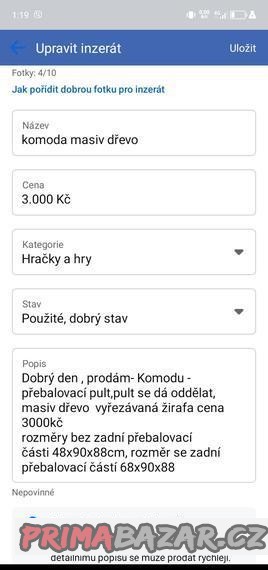 Přebalovací pult komoda