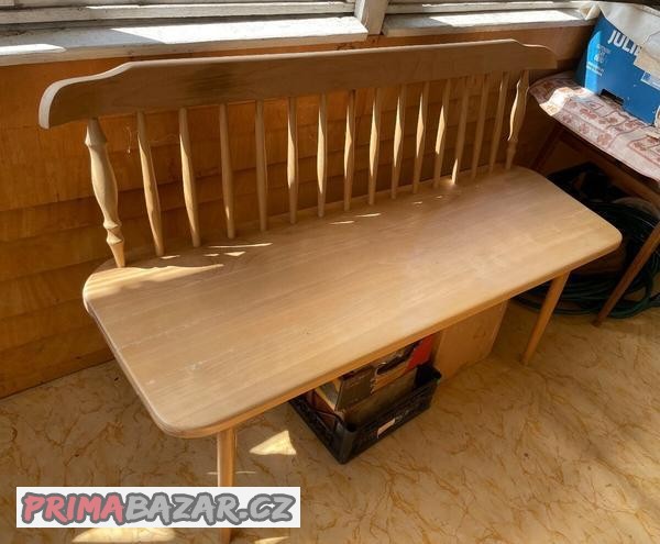 Retro Dřevěná lavice 70 léta- selský styl