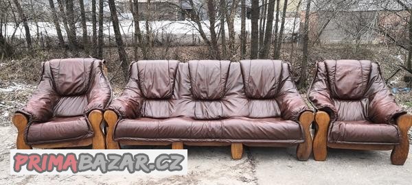 kozena-sedaci-souprava-3-1-1-s-masivnim-drevem