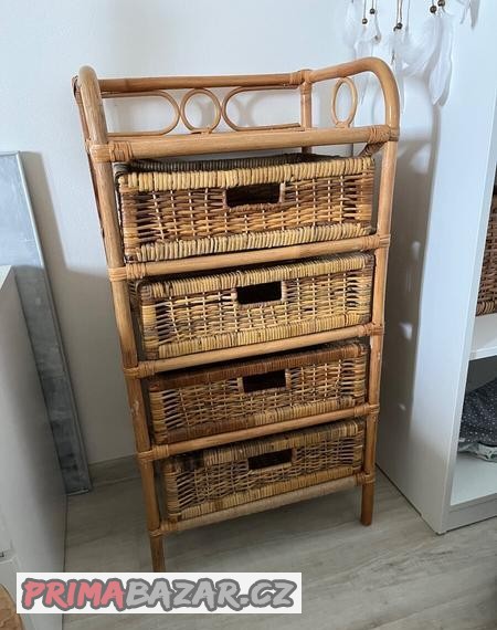 Proutěná skříňka se 4 úložnými šuplíky