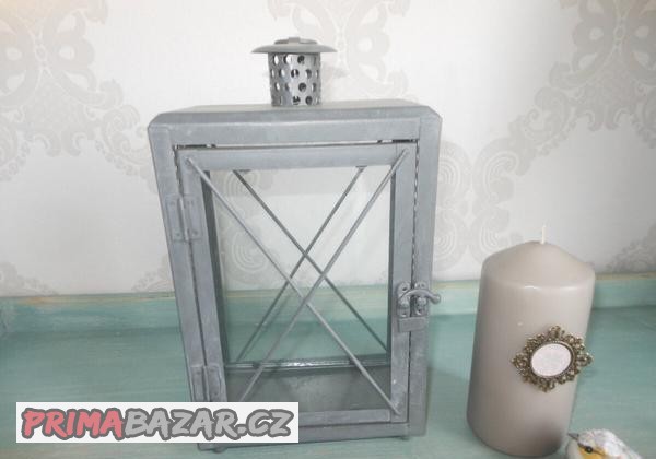 LUCERNA ŠEDÁ-KOV+SKLO-STYLOVÝ ORIGINÁLNÍ DESIGN