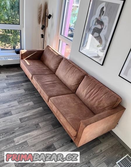 3-4 místná sedačka Hunter, recyklovaná kůže, hnědá