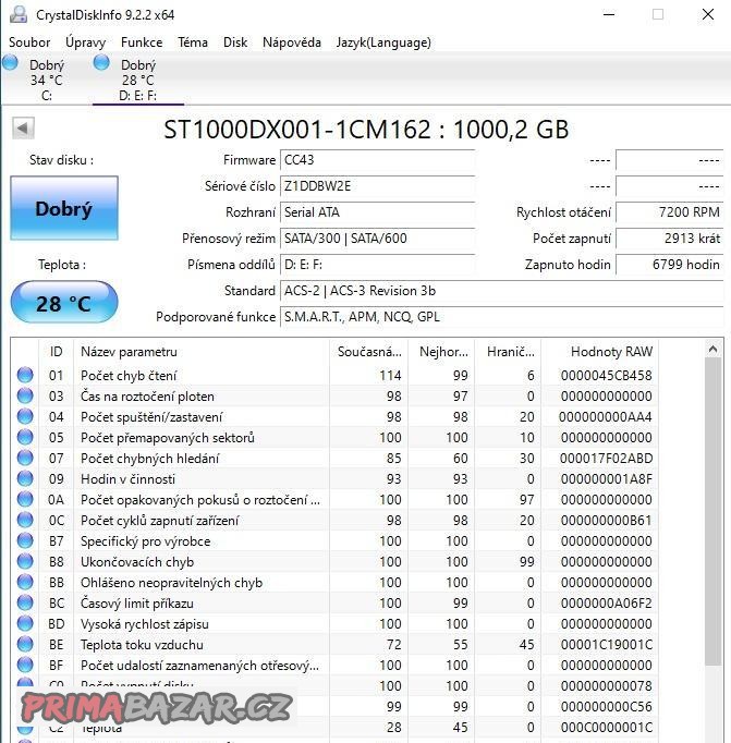 SSHD Seagate disk s kapacitou 1 Tb, plně funkční