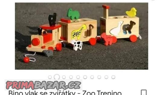 dřevěný vláček se zvířátky