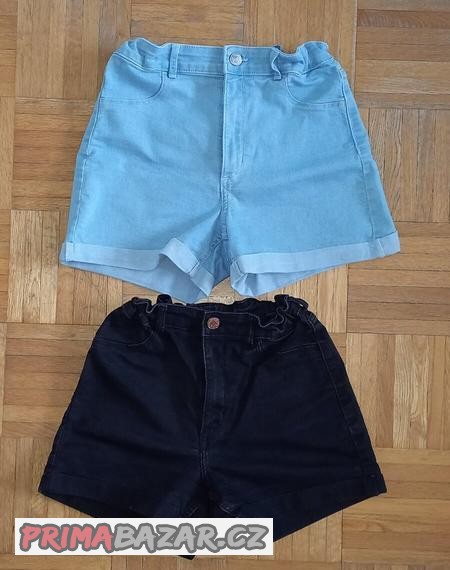 2x strečové džínové kraťasy/šortky H&M vel. 158