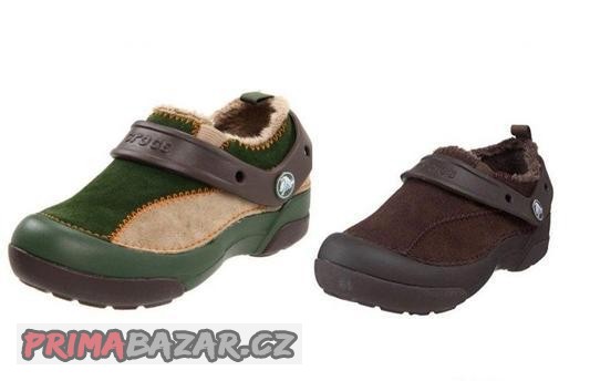 Kožené hnědé zateplené CROCS DAWSON ESPRESSO a hnědozelené