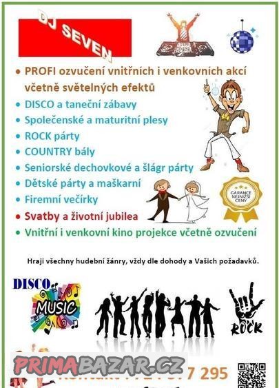 DJ + profi ozvučení, vnitřní i venkovní kinoprojekce