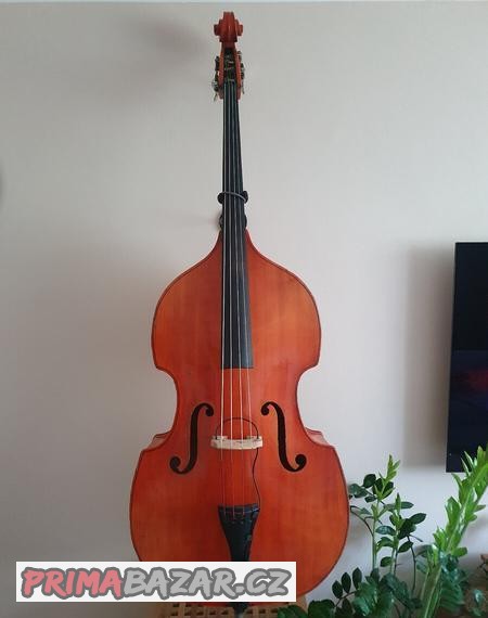 Celomasívní český 3/4 kontrabas, snímač, obal