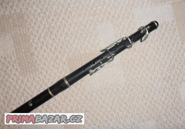 Flétna příčná pikola, dřevo eben, starožitná 1238