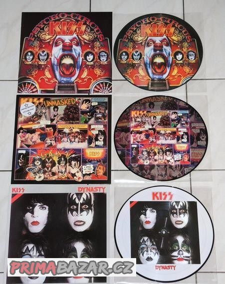 Tři picture vinyly Kiss - DYNASTY / UNMASKED / PSYCHO CIRCUS