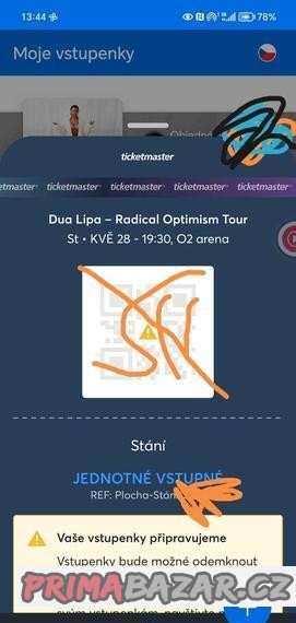 Dua Lipa lístky, 2x stání